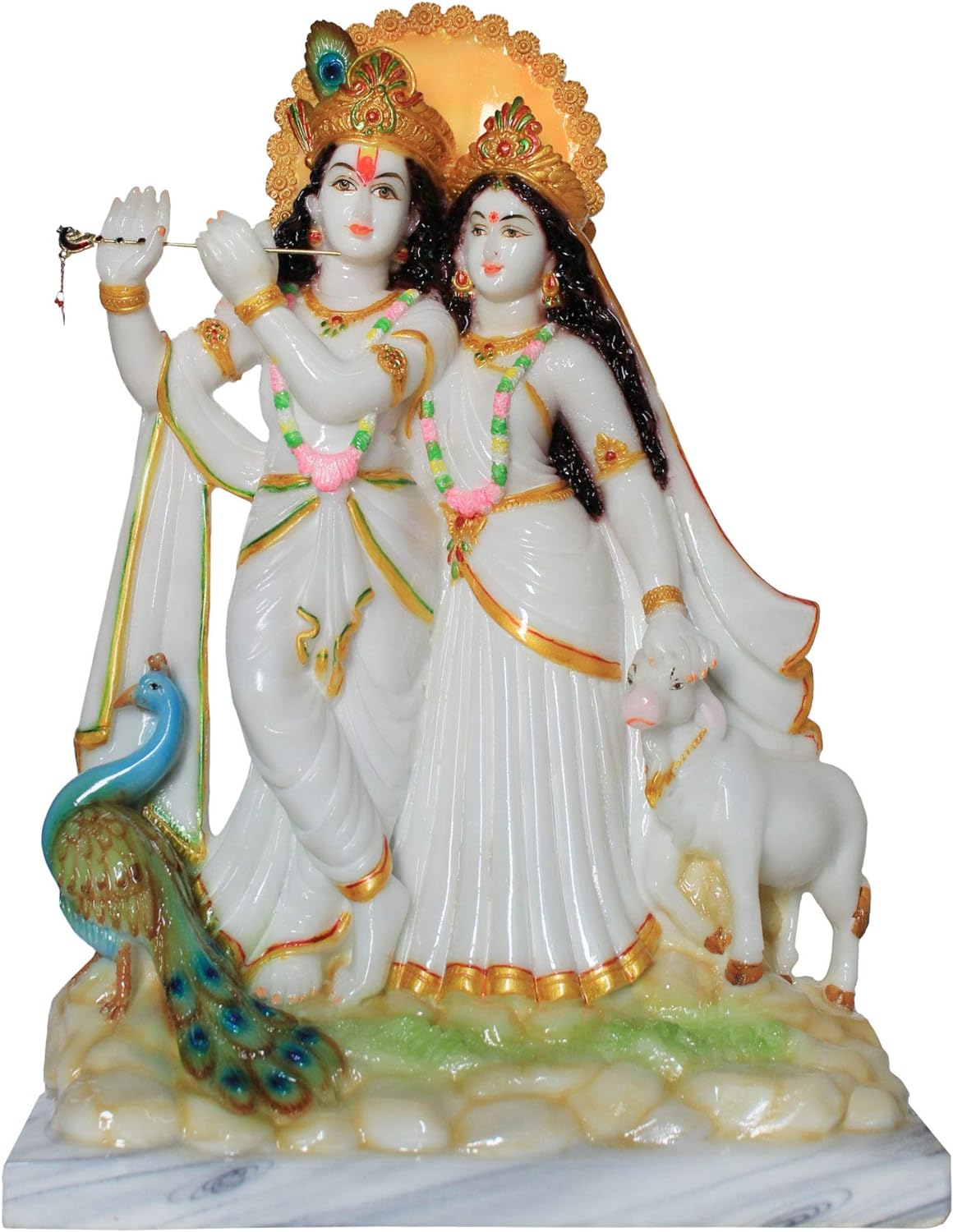 Radha Krishna White Marble Dust Idol img